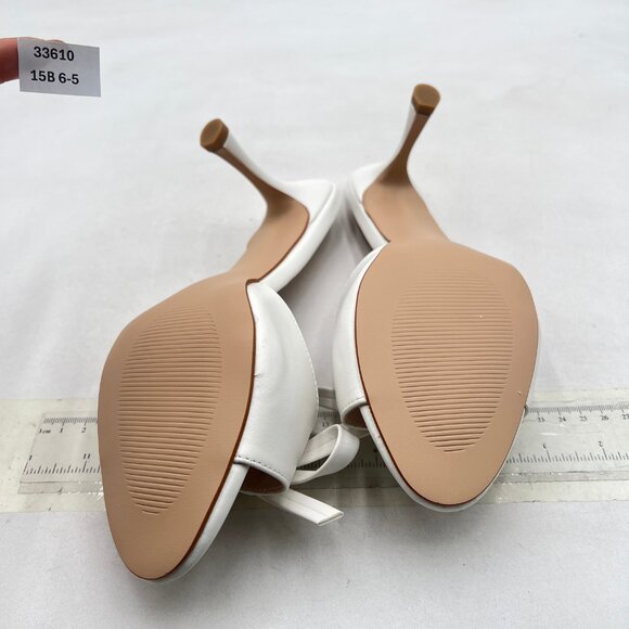 miss left White Open Toe Mule Bows High Heeled Slip On Sandal Dress Shoes - Picture 7 of 8